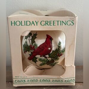 Vintage Holiday Greetings Cardinal Ornament